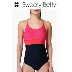 NWT Sweaty Betty Women's MEDIUM Aqua Xtra Life Performance Swimsuit $98